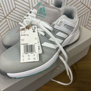 Adidas EQT SL Golf Shoes - Gray and White with Teal Accents